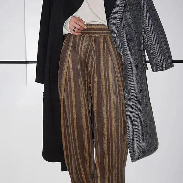mens trousers plush stripes contrast color casual pants autumn streetwear fashion all match straight pants mens clothing 2024 urban fashion pants