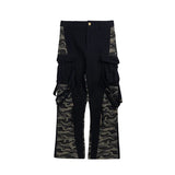 men patchwork camouflage cargo pants streetwear side pockets harajuku joggers unisex hip hop baggy loose straight flare trousers unique joggers style 2835