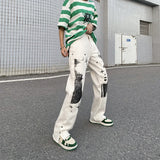 men punk denim pants y2k streetwear hip hop graffiti graphic print straight jeans pants fashion harajuku casual trousers grunge urban skinny jeans