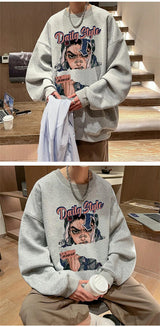 New Anime Boy Printed Mens Crewneck Sweatshirts Autumn Y2K Vintage Fleece