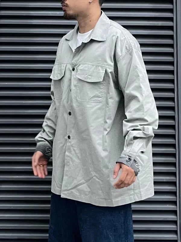 Hip Hop Streetwear Shirts Harajuku Retro Printed New Casual Long Sleeve Single Breasted Shirts for Men Loose Tops Cargo Shirt