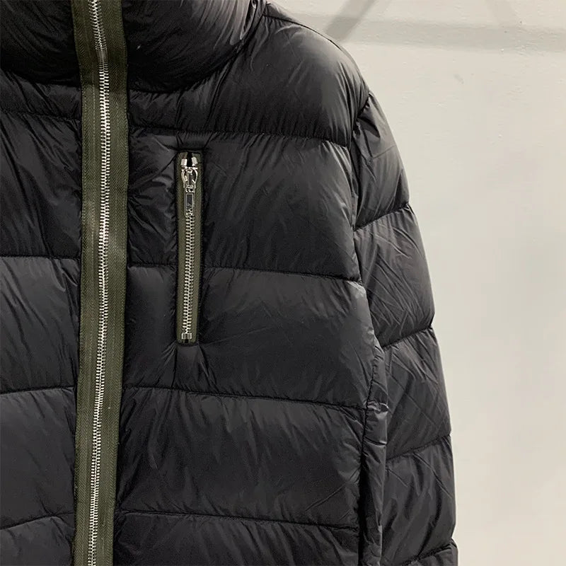 Winter Men's Down Jacket Coat Dark Style Shark Head Masked Zipper Goose Down Warm Regular Down Jacket Coat For Men And Women