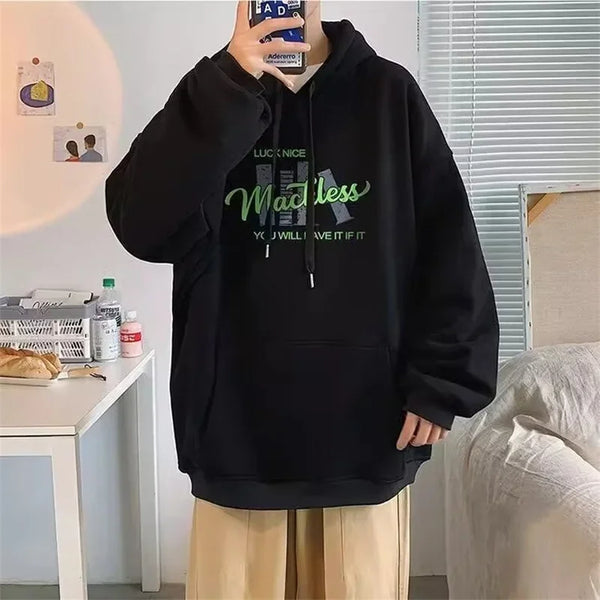 2024 New Cotton Fleece Hooded Sweatshirt For Men Autumn Long Sleeve Pu