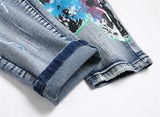 fashion skull graffiti jeans lightning printed denim pants mens distressed biker jeans streetwear slim hip hop pants joggers unique joggers style 353