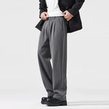 suit pant men korean streetwear fashion loose casual plus size straight suit pant office man commuter pants trousers menswear bottoms