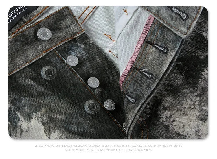 Autumn and winter 2024 new digital printed camo splash ink baggy jeans