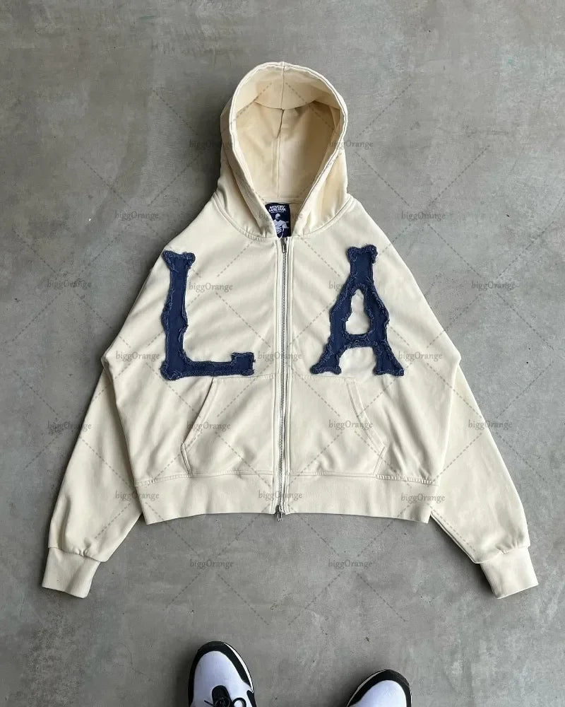 2024 Trendy Brand Letter Embroidered Jacket Men Y2K High Street Fashio