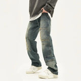 american high street trendy men and women trendy personalized straight tube washed jeans couple loose retro casual pants y2k urban skinny jeans