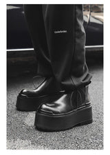Increase Chelsea Men's Streetwear Fashion Thick Soled Platform Leather Casual Shoes Luxury Designer Boots Shoe for Men