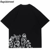 Skatercore Aesthetic print tee – 2023 Harajuku Cartoon Girl Cat Japanese Kanji Graphic T Shir