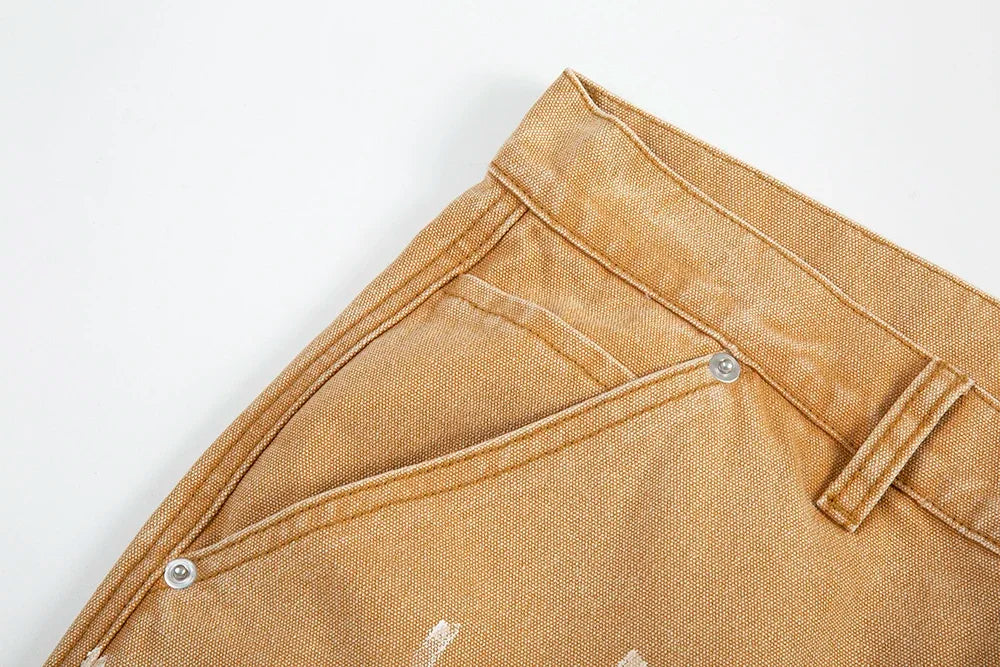 high street spliced speckled ink micro flare pants for men and women patchwork baggy jeans ropa hombre casual denim trousers unique jeans style 3587