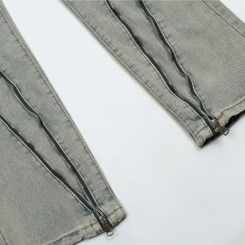 retro washed denim jean pants 2023 new casual zipper open loose straight jeans hip hop y2k pants mens jeans streetwear joggers unique joggers style 4215