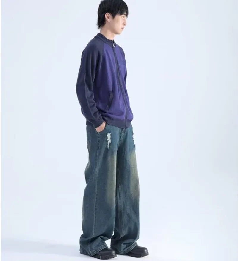 minimalist knit jumper, daily wear essential, trendy urban fashion top for men, layered streetwear look