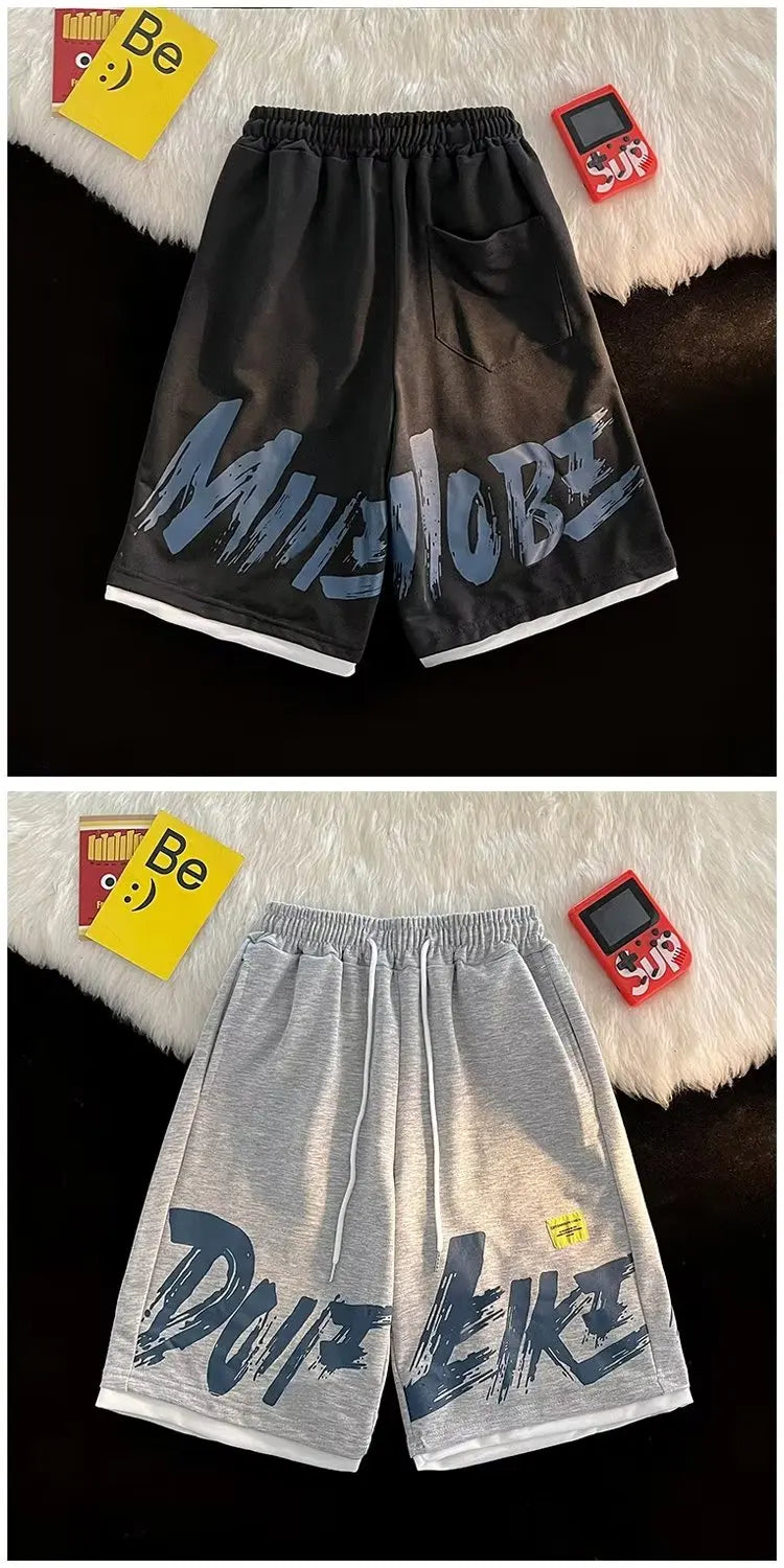 2024 mens casual shorts hip hop streetwear male gyms loose short pants joggers streetwear pants korean fashion men shorts unique joggers style 1916