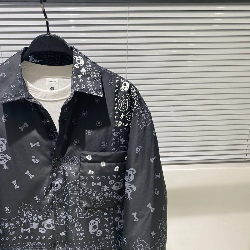 New fluorescent Luxury Men West Coast CRIPS Cashew Shirt Coats & Jackets / Down Coats Cotton Warm Winter Oversize Thin #A586