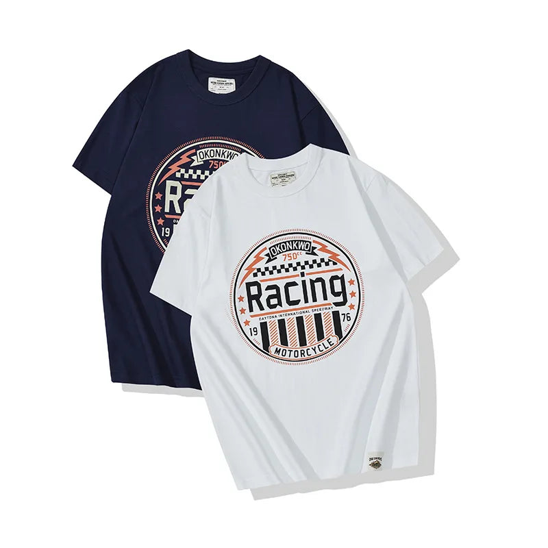 Skatercore Oversized shirt – Amekaji Vintage Mens T Shirt 2022 Spring Summer New Motorcyc
