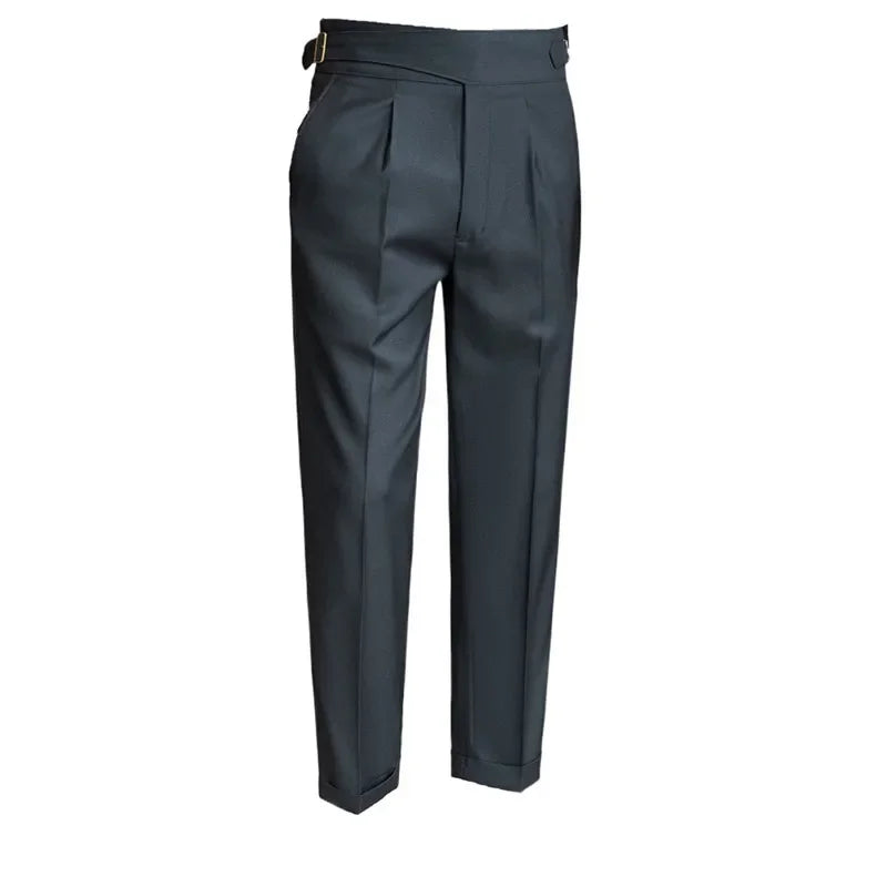 men naples waist business casual fashion vintage ankle length suit pant gentleman party dress pants trousers clean everyday pants