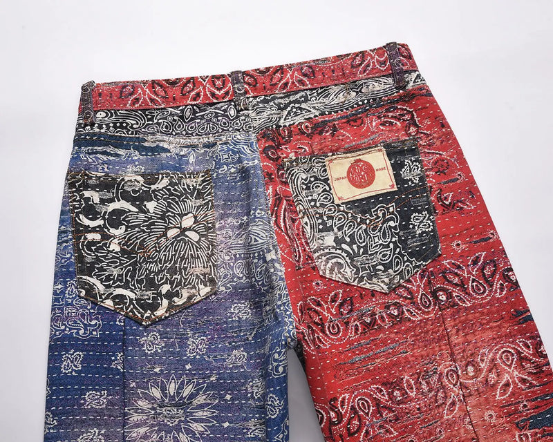2023 brand new classic paisley west coast crips bloods jeans cotton denim pants comfort casual jeans size 29 36 488 unique jeans style 2763