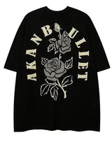 Harajuku Crying character – Floral Rose Graphic Printed Short Sleeve T Shirt For Men Hip