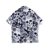 Dark Icon Skeleton Floral Men's Shirt Summer Vintage Shirts for Men Male Top