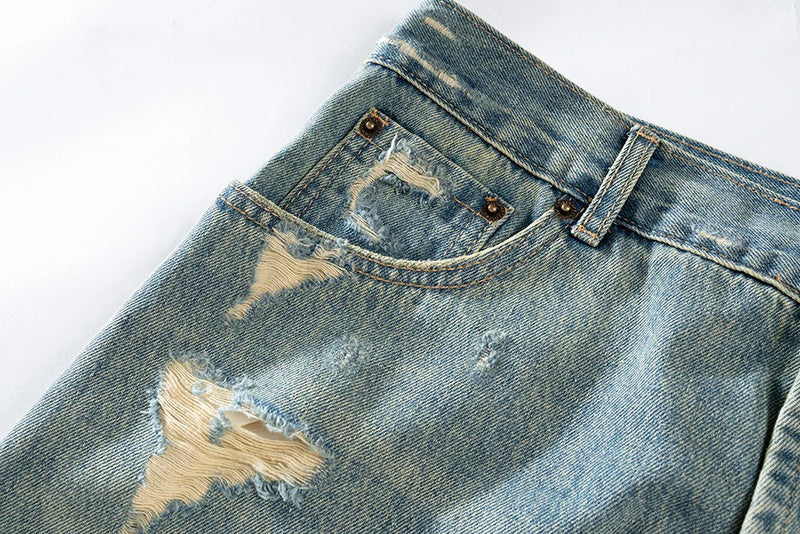 vintage men baggy jeans distressed ripped denim pants male luxury designer jeans trousers unique jeans style 1411