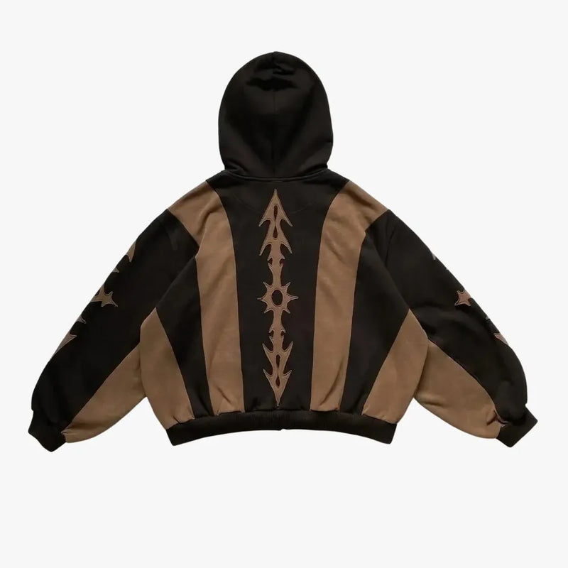 Skatercore Fit – Y2K Gothic Hoodie Loose Splicing Hoodies Women Geometric – Streetwear Fashion for Men & Women