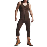 Mens Hooded Bodysuit Cotton Shaping Cardigan Pajamas Home Sports Fitness Gym Personalized Bodysuit Mens Clothing 2024 Summer New