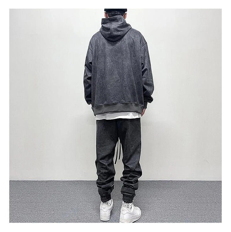 hip hop loose fit elastic waist pants fashion paisy ankle pants mens casual letter embroidery drewstring sportwear pants joggers unique joggers style 3533