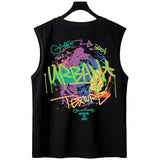 Sadcore Tribal flames – Summer Sleeveless T Shirt Mens American High Street Graffiti
