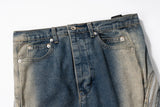 Ro Style Gradient Blue Horn Stacked Floor Dragging Jeans Unisex Streetwear Baggy Y2K Ribbons Zipper Denim Trousers Oversized