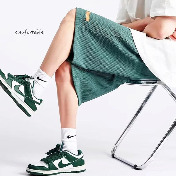summer running baggy y2k shorts for men casual gym sport short pants threaded solid drawstring basketball bermuda masculina casual urban shorts