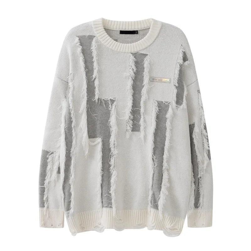 hip hop knitted oversized sweater mens ripped tassel holes pullover streetwear unisex new casual loose sweaters jumpers knitwear - gothic aesthetic hoodie for winter, trendy hip hop fashion hoodie, high quality cotton hoodie