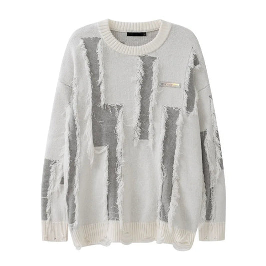 hip hop knitted oversized sweater mens ripped tassel holes pullover streetwear unisex new casual loose sweaters jumpers knitwear - gothic aesthetic hoodie for winter, trendy hip hop fashion hoodie, high quality cotton hoodie
