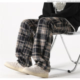 new mens y2k plaid casual baggy trousers autumn korean fashion straight woolen pants y2k vintage streetwear pantalones hombre unique default style 413