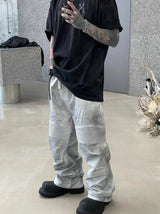 hi street dirty tie dye baggy jeans men pleated loose white straight jeans trousers luxury designer oversized denim pants unique jeans style 529