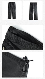 knee fold baggy pants unisex casual elastic waist straight trousers streetwear fashion drawstring women men hip hop y2k joggers unique joggers style 1282