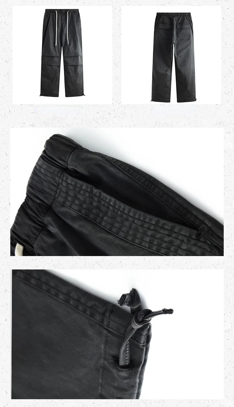 knee fold baggy pants unisex casual elastic waist straight trousers streetwear fashion drawstring women men hip hop y2k joggers unique joggers style 1282