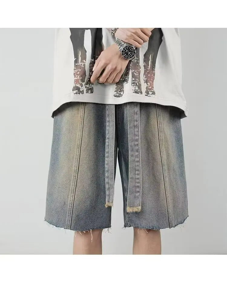 Mens Loose Baggy Denim Short Men Jeans Fashion Streetwear Hip Hop  Male Classic