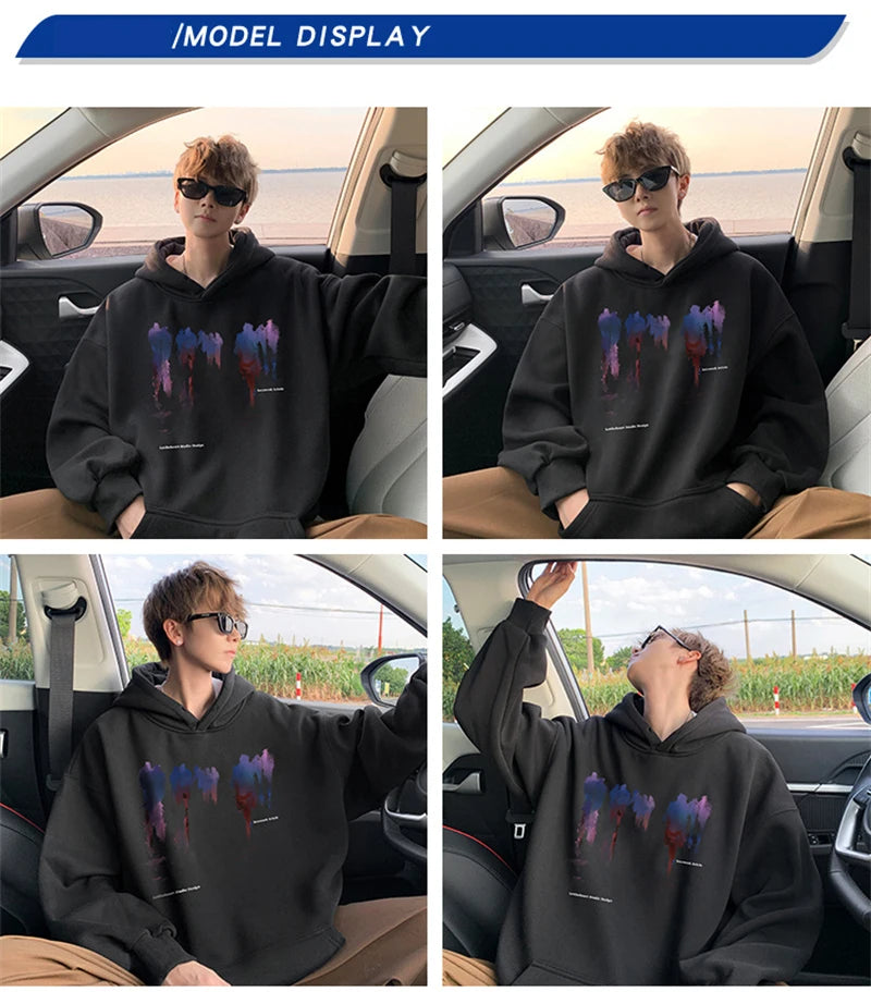 New Hip Hop Graphic Pullover Hoodies For Men High Street Design Oversi