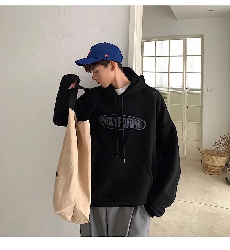 Trendy American Ins Green Hooded Sweatshirt for Men in Autumn 2024 New Trendy Brand Loose Y2K