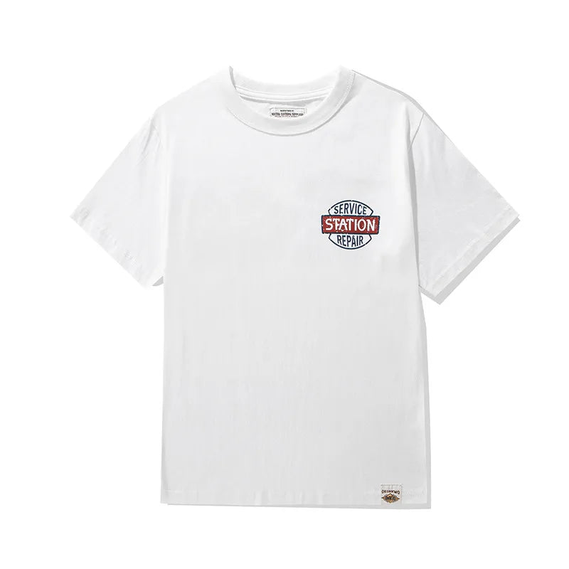 Harajuku Chrome logo – Amekaji Vintage Printed T Shirt Men 2023 Spring Summer New C