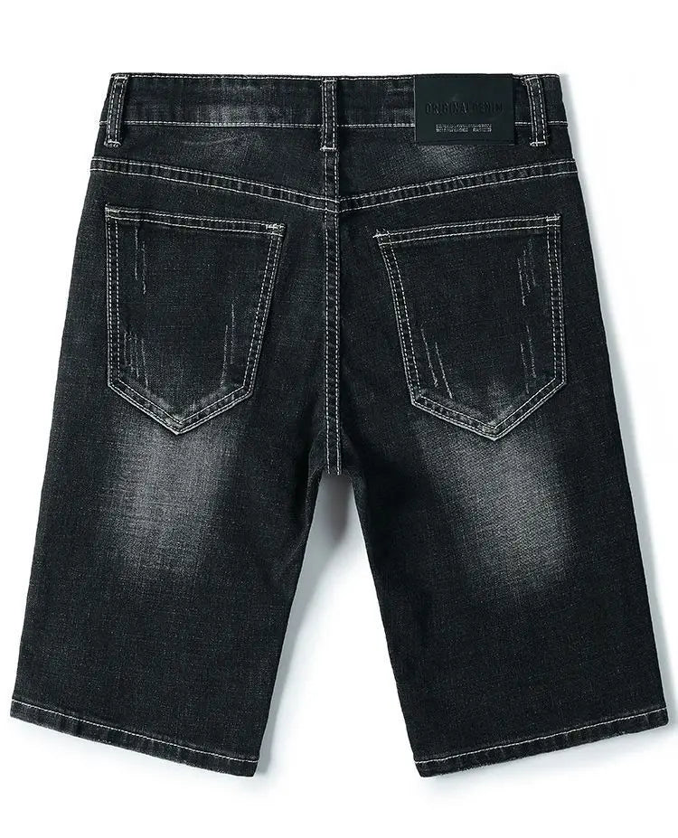 Summer Embroidered Eagle Denim Shorts Men's Summer Thin Fit Good Quality Ripped