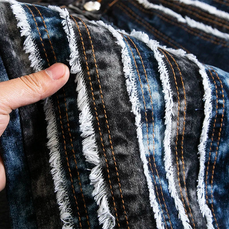 fashion distressed washed ripped destroied denim jean pants mens zipper skinny biker jeans hip hop streetwear slim pants joggers relaxed fit joggers