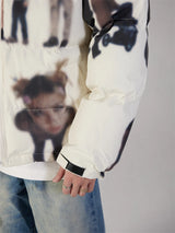 Hip Hop Jacket Parka Human Graffiti Print Men Winter Windbreaker Streetwear Harajuku Padded Jacket Coat Warm Outwear Hipster New