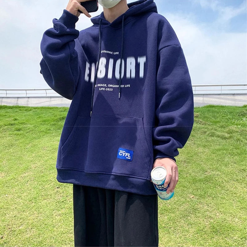 Spring Retro Letter Printed Hoodies Hombre 2024 New Personality Loose