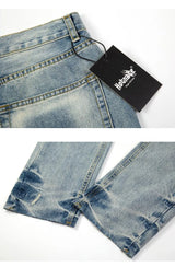 original tie dyed ripped flared denim jean for men streetwear washed hole casual stacked jeans pants mens slim fit jeans 2023 unique jeans style 3758