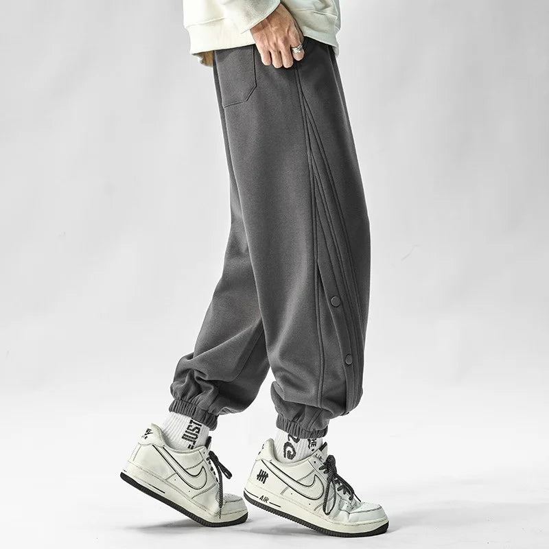 Autumn Casual Joggers Sports Pants Mens High Street Baggy Breasted Trousers