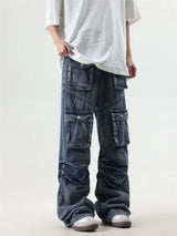 2024 multi pocket jeans vintage mens harajuku cargo denim pants retro hip hop straight loose jean pants 1 unique cargo style 123