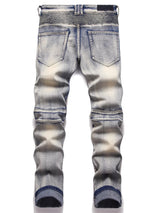 distressed washed pleated denim jean pants new fashion biker jeans streetwear casual slim pants jogger y2k mens skinny joggers sporty tapered joggers
