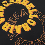 Vaporwave Aesthetic print tee – Mens Tshirt Streetwear Hip Hop Embroidery Letters Cotton Loo